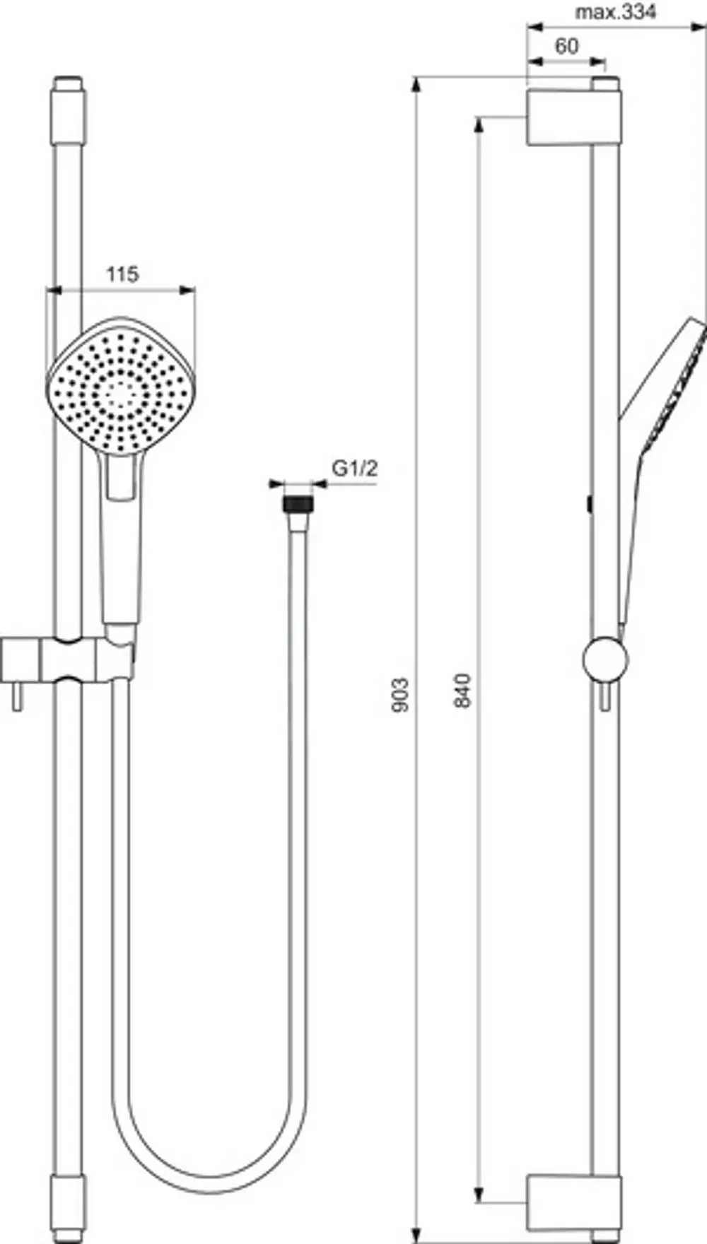 IS-Brausekombi-Idealrain-Evo-900mm-3-Funktionshb-Diamond-d115mm-Chrom-B2238AA gallery number 6